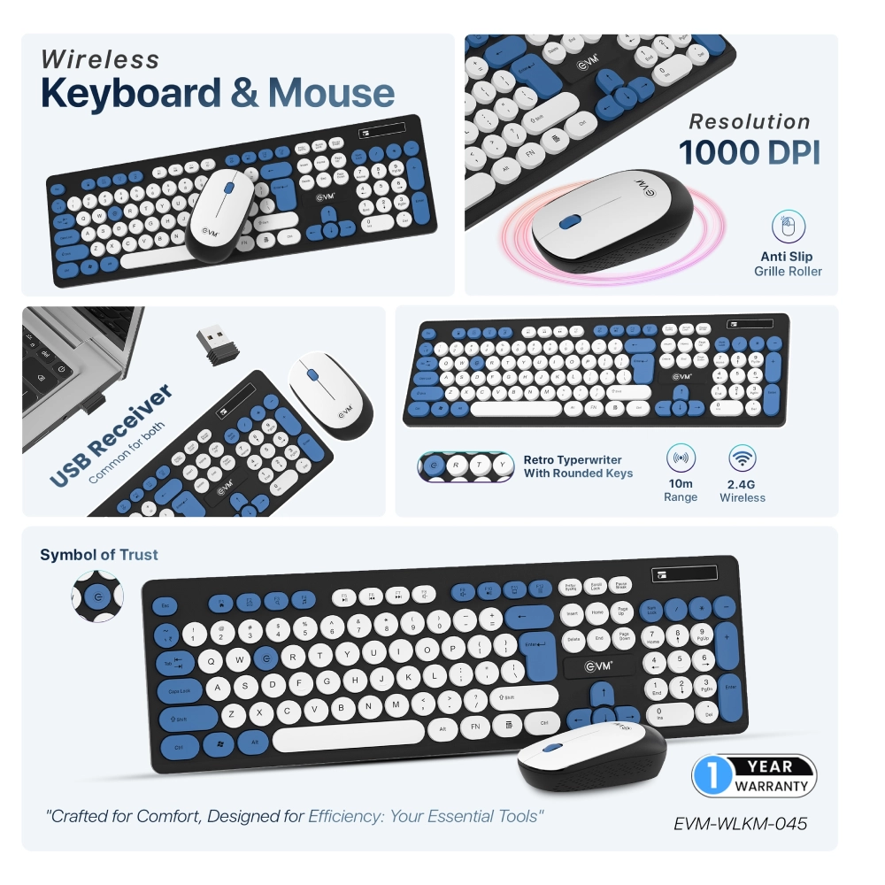 EVM Wireless Keyboard Mouse Combo (WLKM-045) view 2